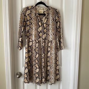 Snake print Anthropologie dress.